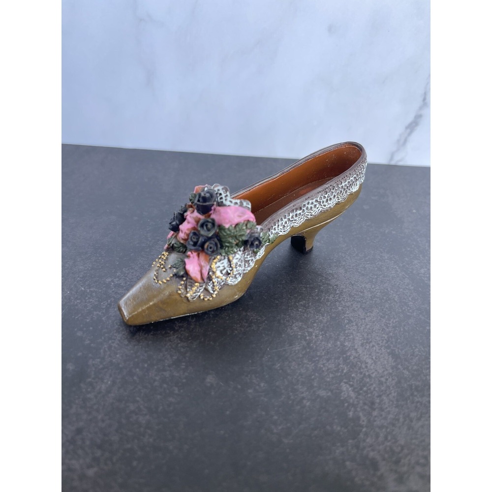 My Treasure Collectible Vintage Miniature Shoe 1999 Brown Pink Black Resin